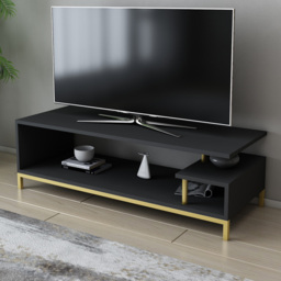Decorotika Reilly Gold and Anthracite 2 Shelf TV Unit - thumbnail 1