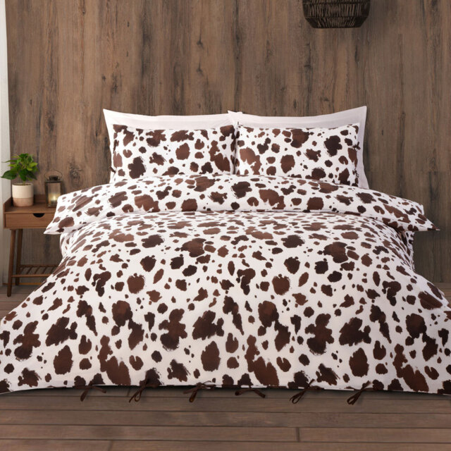 Cow Print Duvet Set Brown Single - image 1