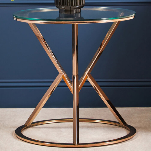 Premier Housewares Corseted Round Rose Gold End Table - image 1