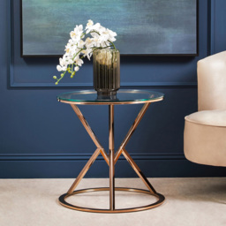 Premier Housewares Corseted Round Rose Gold End Table - thumbnail 3