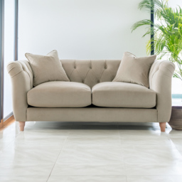 Elsie Chesterfield Putty Plush Velvet 2 Seater Sofa