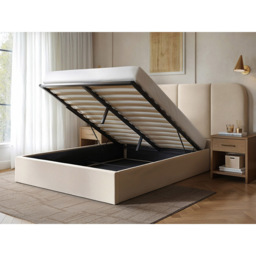 SOLACE+CO Sienna Cream King Size Velvet Ottoman Bed - thumbnail 4