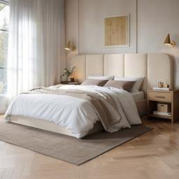 SOLACE+CO Sienna Cream King Size Velvet Ottoman Bed - thumbnail 1