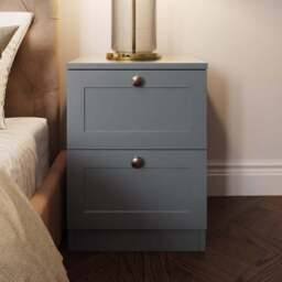 FWStyle Artus Dark Grey 2 Drawer Panelled Bedside Table - thumbnail 4