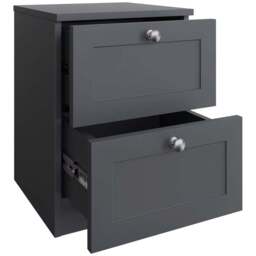 FWStyle Artus Dark Grey 2 Drawer Panelled Bedside Table - thumbnail 3
