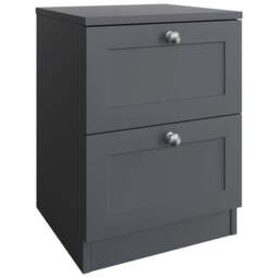 FWStyle Artus Dark Grey 2 Drawer Panelled Bedside Table - thumbnail 2