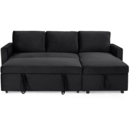 Home Detail Dorset Small Double Sleeper Black Velvet Pull Out Sofa Bed with Storage - thumbnail 3