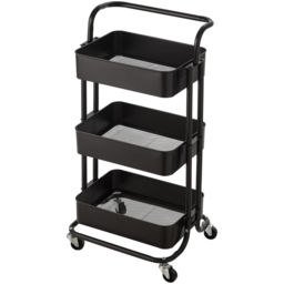 House of Home 3 Tier Black Storage Cart with Wheels