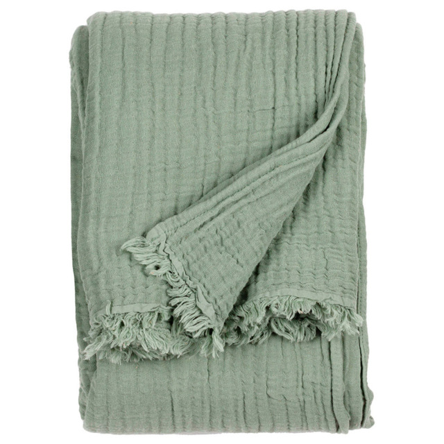 Yard Lark Eucalyptus Green Muslin Cotton Throw 130 x 180cm - image 1