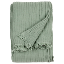 Yard Lark Eucalyptus Green Muslin Cotton Throw 130 x 180cm - thumbnail 1