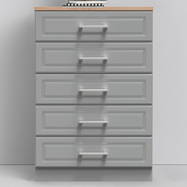 Crowndale Kent 5 Drawer Dusk Grey and Bardolino Oak Chest of Drawers - image 1
