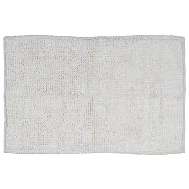 White Chunky Bobble Polycotton Bath Mat 50 x 80cm