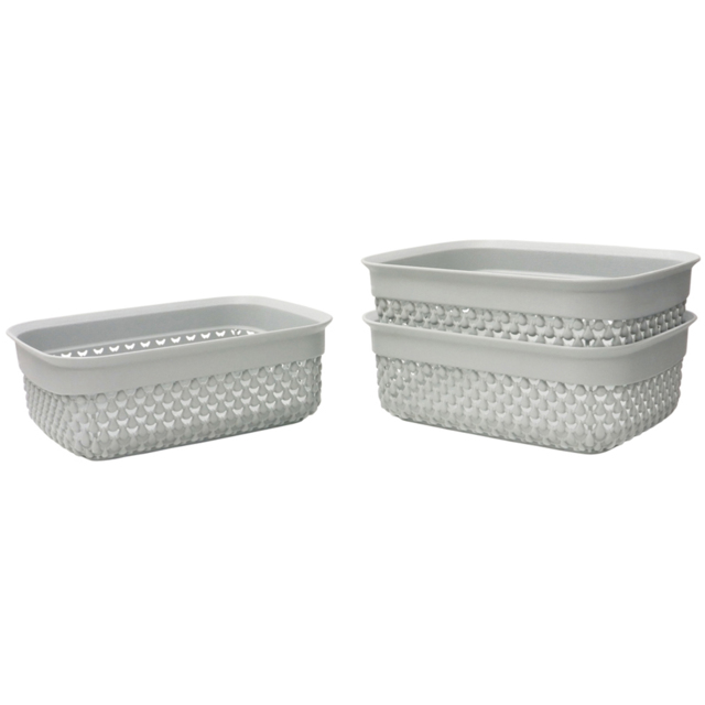 JVL Droplette 1.1L Ice Grey Storage Basket 3 Pack - image 1