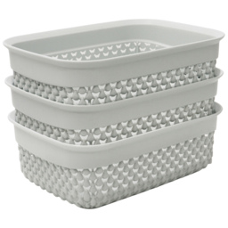 JVL Droplette 1.1L Ice Grey Storage Basket 3 Pack - thumbnail 3
