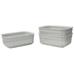 JVL Droplette 1.1L Ice Grey Storage Basket 3 Pack