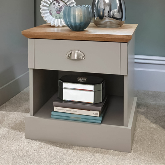 GFW Kendal Single Drawer Grey Bedside Table - image 1