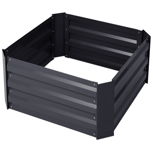 Living and Home Charcoal Black Galvanized Steel Outdoor Garden Bed 100 x 100cm - image 1