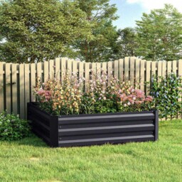 Living and Home Charcoal Black Galvanized Steel Outdoor Garden Bed 100 x 100cm - thumbnail 2