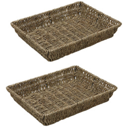 JVL Seagrass Rectangular Storage Tray 2 Pack - thumbnail 1