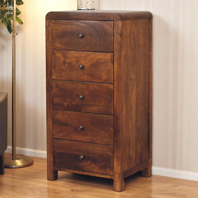 Artisan Furniture Aspen Chestnut 5 Drawer Mango Wood Tallboy Chest of Drawers - image 1
