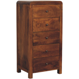 Artisan Furniture Aspen Chestnut 5 Drawer Mango Wood Tallboy Chest of Drawers - thumbnail 3
