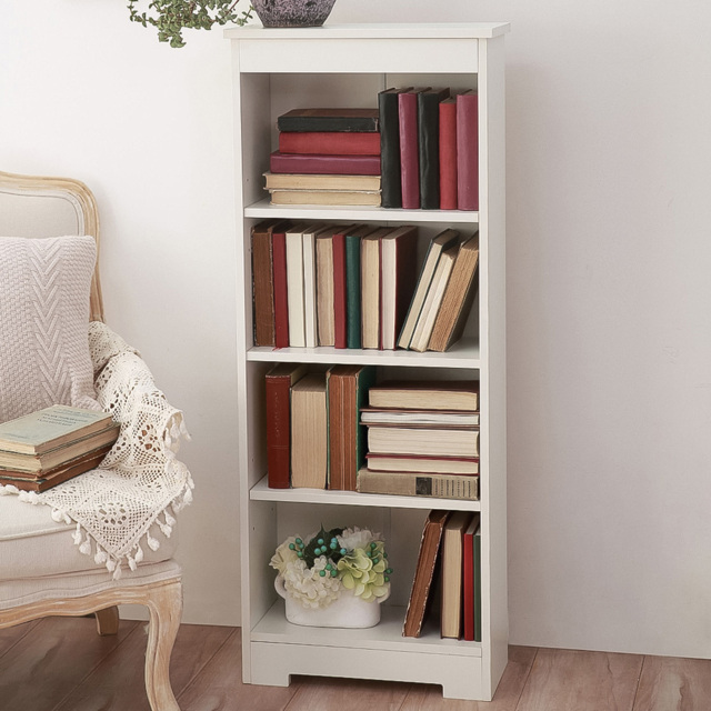 Core Products Erin White Finish 4 Shelf Low Narrow Bookcase - image 1