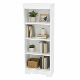 Core Products Erin White Finish 4 Shelf Low Narrow Bookcase - thumbnail 3