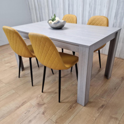 Kosy Koala 4 Seater Faux Leather Gem Pattern Dining Set Grey and Mustard