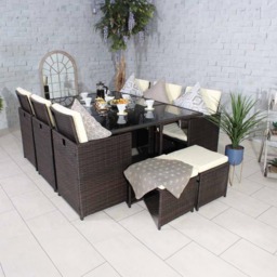 Royalcraft Cannes 10 Seater Cube Dining Set Brown - thumbnail 1