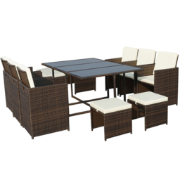 Royalcraft Cannes 10 Seater Cube Dining Set Brown - thumbnail 3