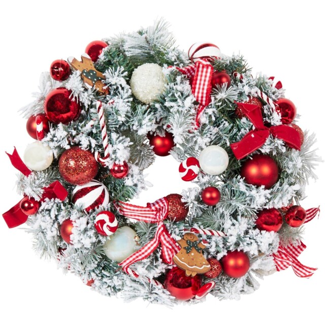 Candy Cane Lane Multicolour Candy Cane and Gingerbread Christmas Wreath 60cm - image 1
