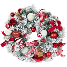 Candy Cane Lane Multicolour Candy Cane and Gingerbread Christmas Wreath 60cm - thumbnail 1