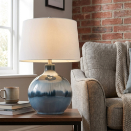 Pearl Blue and White Table Lamp - thumbnail 4