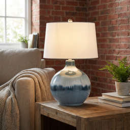 Pearl Blue and White Table Lamp - thumbnail 3