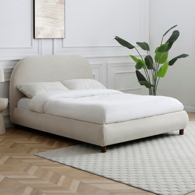 Nova Natural King Size Boucle Upholstered Bed Frame with Headboard - image 1