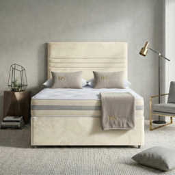 DS Living Harrington Cream King Size Plush Divan Bed - thumbnail 3