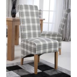 Krista Set of 2 Herringbone Check Cappuccino Roll Back Dining Chair - thumbnail 1