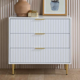 Birlea Zara 3 Drawer White Fluted Chest of Drawers