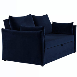 SOLACE+CO Skyler Navy 2 Seater Velvet Sofa Bed - thumbnail 2