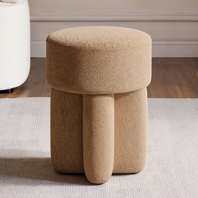SOLACE+CO Astrid Brown Fabric Pouffe - image 1