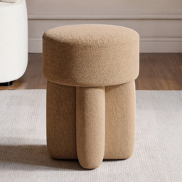 SOLACE+CO Astrid Brown Fabric Pouffe - thumbnail 1