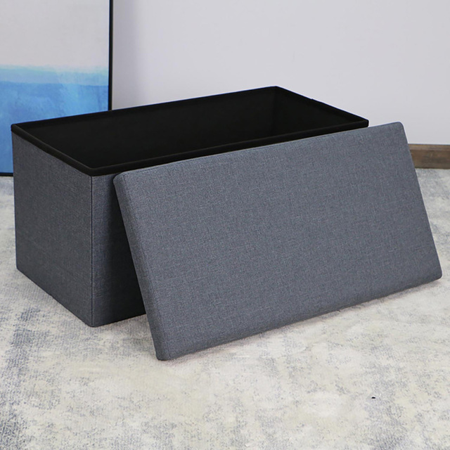 Seville Grey Linen Ottoman Storage Trunk - image 1