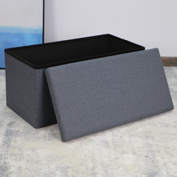 Seville Grey Linen Ottoman Storage Trunk - thumbnail 1