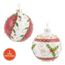 Single Sleigh Bells Ring Multicolour Holly Leaf Christmas Bauble in Assorted styles