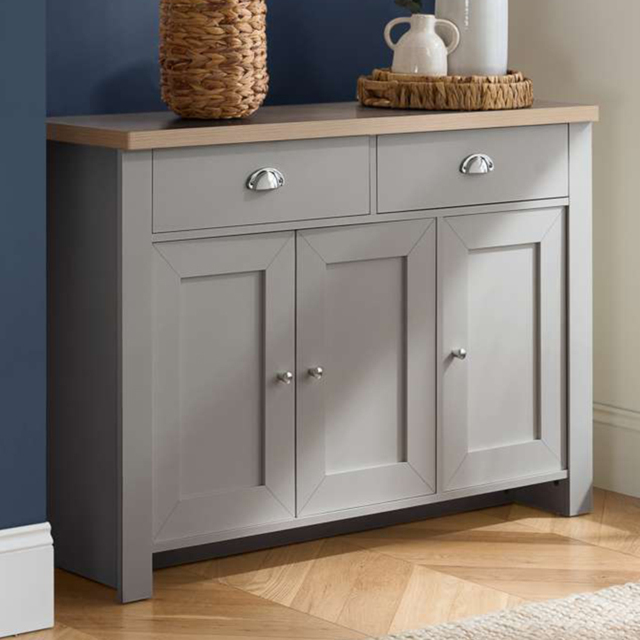 Highgate 3 Door 2 Drawer Grey and Oak Sideboard - image 1