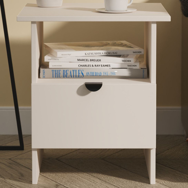 Crowndale Bora Single Drawer Single Shelf Matt Kashmir Lamp Table Ready Assembled - image 1
