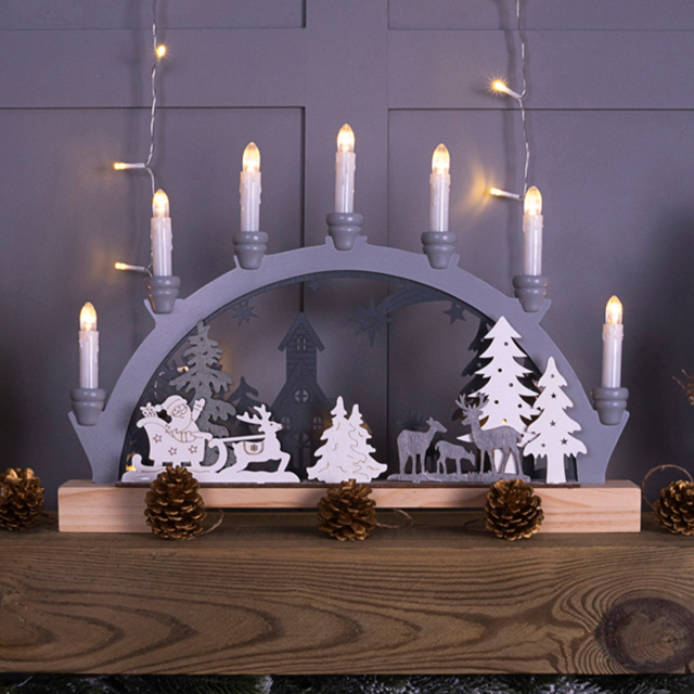 Xmas Haus Battery Operated 9 Flickering LED Festive Candle Bridge Decoration - image 1