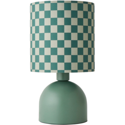 ValueLights Miley Green Checkerboard Drum Shade Moss Green LED Table Lamp