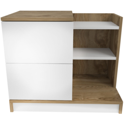 Decorotika Rena 2 Drawer 3 Shelf White and Oud Bedside Table - thumbnail 2