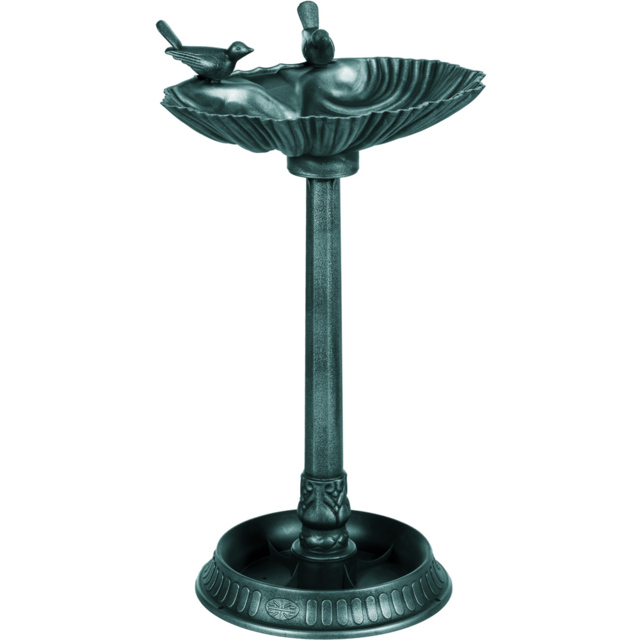 Outsunny Green Shell Basin Garden Bird Bath with 2 Decorative Birds - image 1